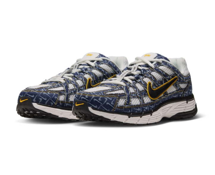 Nike Retro Mesh Sneakers – Navy Pattern, White & Yellow