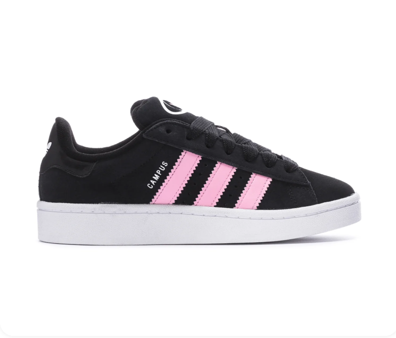 Adidas Campus Low-Top Sneakers – Black & Pale Pink with White Sole