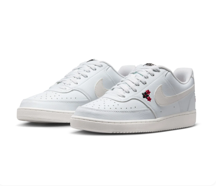Nike Low-Top Sneakers – White & Cream with Floral Embroidery