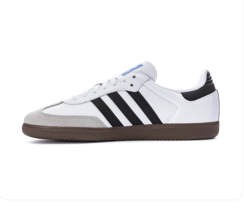 Adidas Samba Low-Top Sneakers – White, Black & Grey with Brown Sole