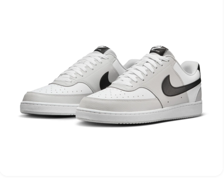 Nike Court Vision Low Sneakers – White, Light Grey & Black