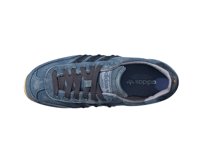 Adidas Japan Denim-Textured Sneakers - Blue, Black & Pale Yellow
