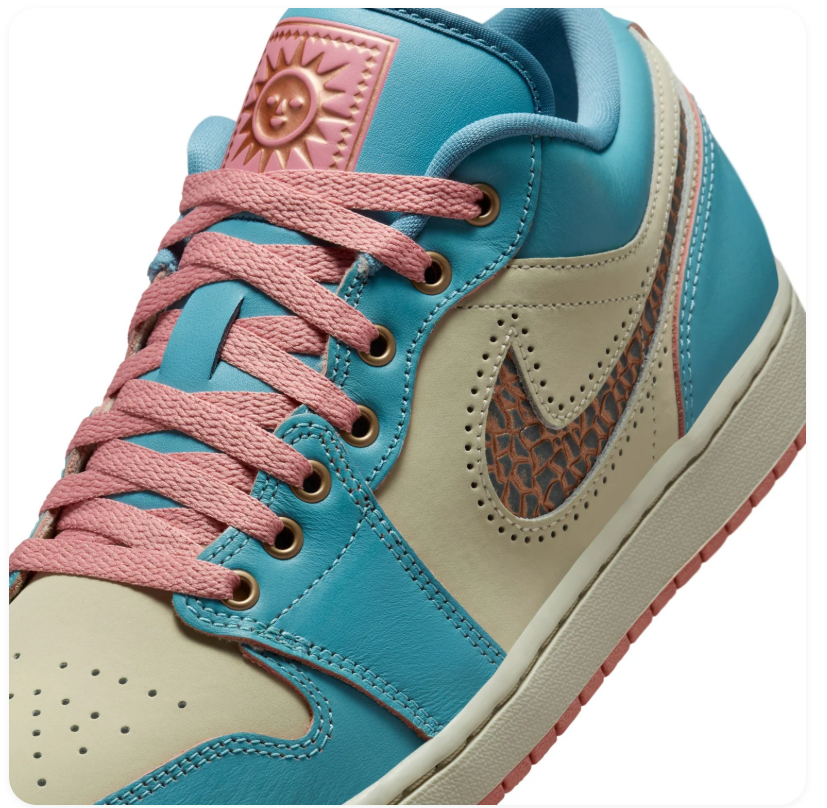 Air Jordan Low-Top Sneakers – Turquoise, Cream & Coral