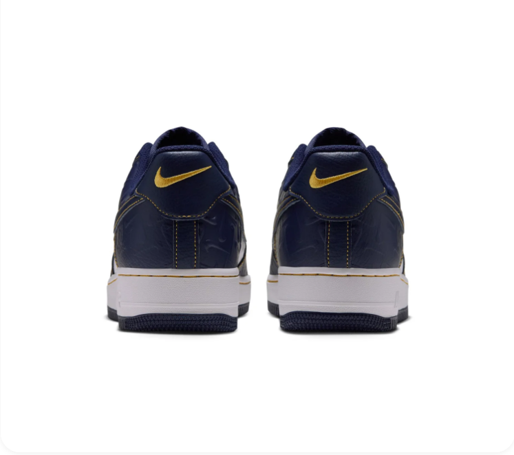 Nike Low-Top Sneakers – Navy, White & Gold with Embossed Details