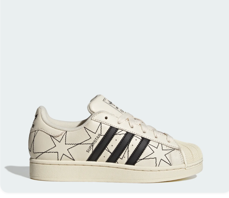 Adidas Superstar Star-Pattern Sneakers - Cream & Black