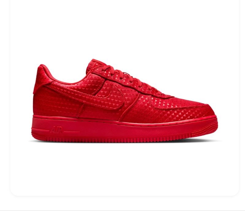 Nike Air Force 1 Low Sneakers – All Red with Heart Details