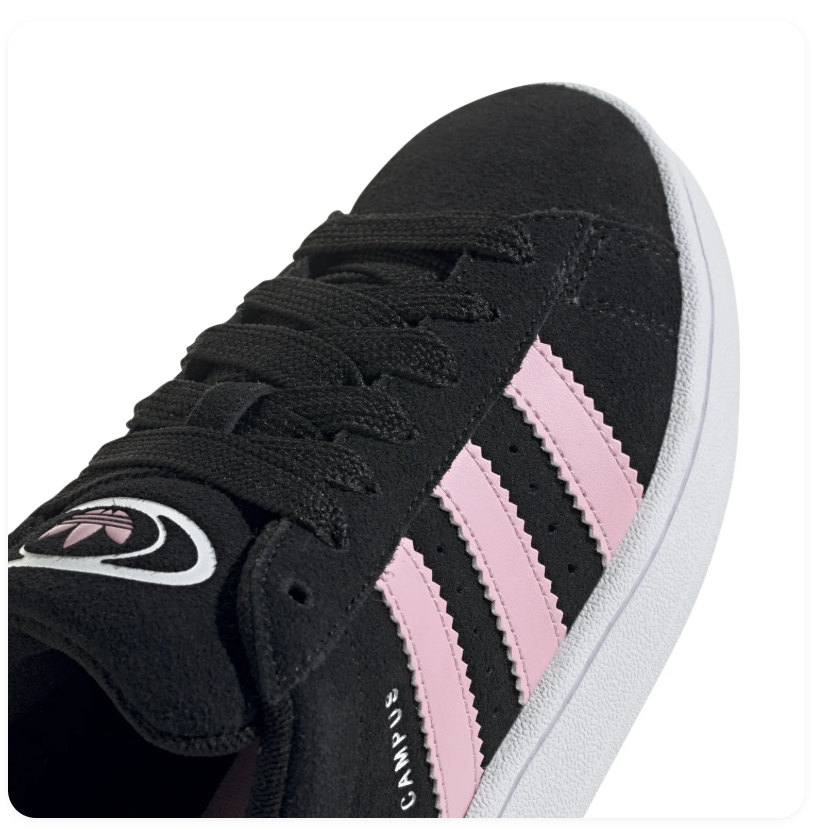 Adidas Campus Low-Top Sneakers – Black & Pale Pink with White Sole
