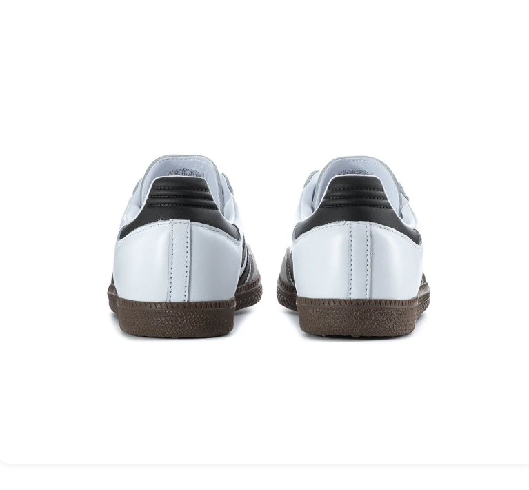 Adidas Samba Low-Top Sneakers – White, Black & Grey with Brown Sole