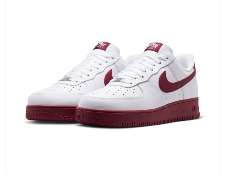 Nike Air Force 1 Low Sneakers – White & Burgundy
