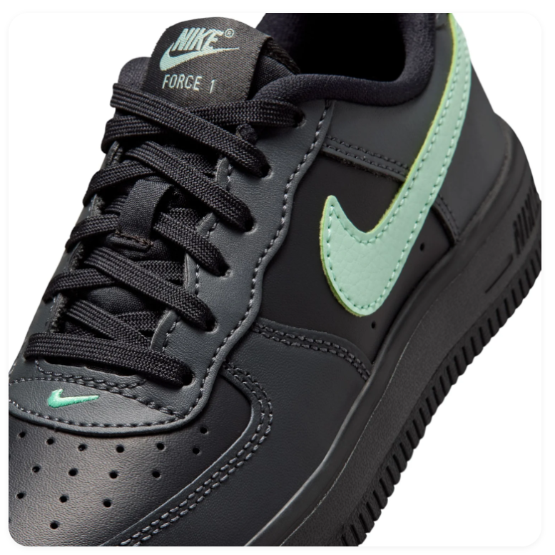 Nike Force 1 Low-Top Sneakers – Black & Mint Green