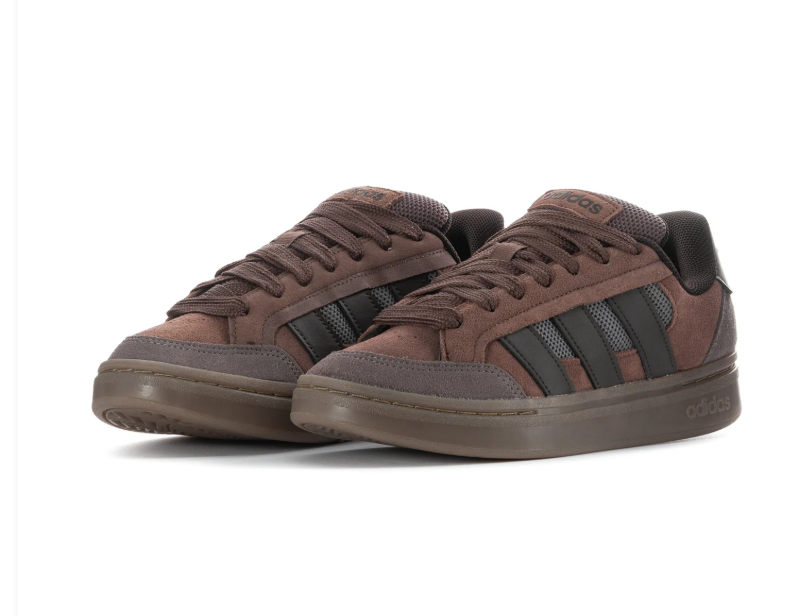 Adidas Low-Top Court Sneakers - Brown, Grey & Gum