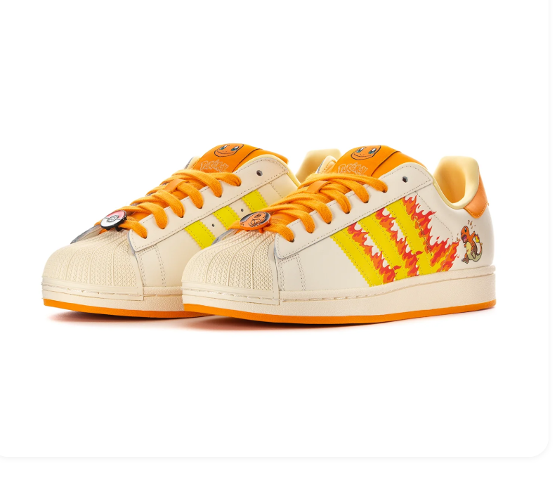 Adidas Pokémon Charmander Shell-Toe Sneakers - Cream & Orange