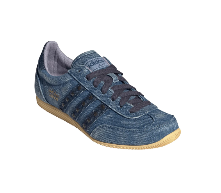 Adidas Japan Denim-Textured Sneakers - Blue, Black & Pale Yellow
