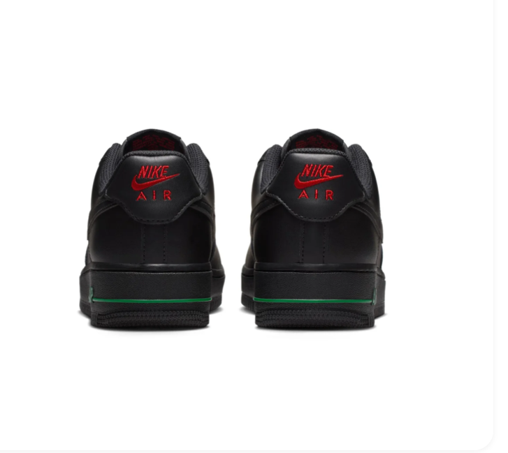 Nike Air Force 1 Low Sneakers – Black with Red Rose Details