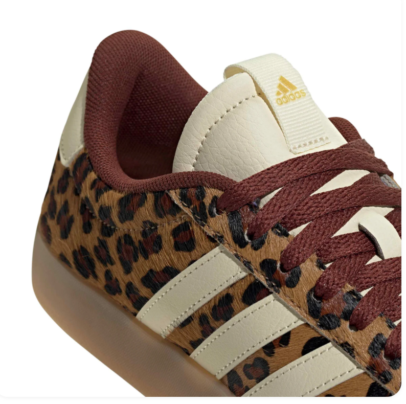 Adidas Leopard Print Low-Top Sneakers - Cream, Burgundy & Gum