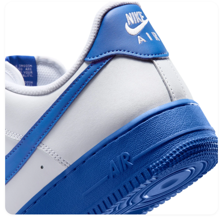 Nike Air Force 1 Low Sneakers – White & Royal Blue Sole