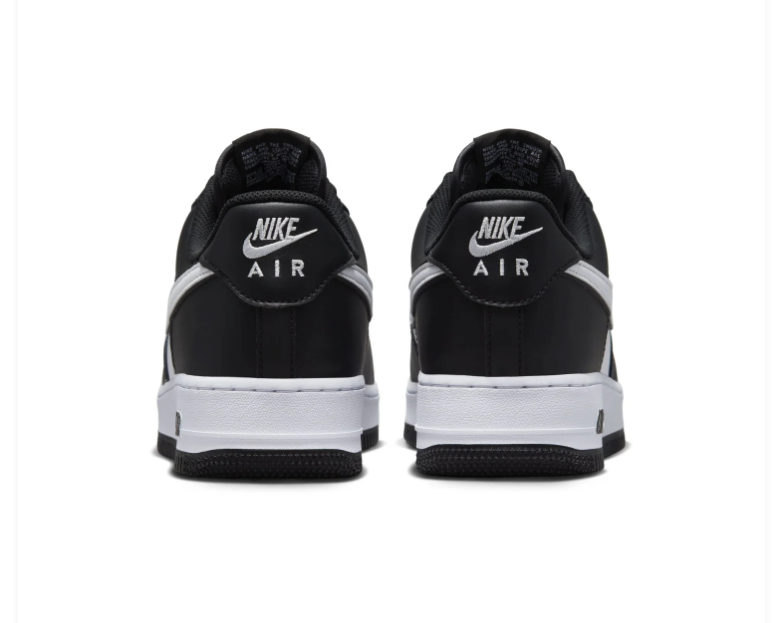 Nike Air Force 1 Low Sneakers – Black & White with Outlined Swoosh