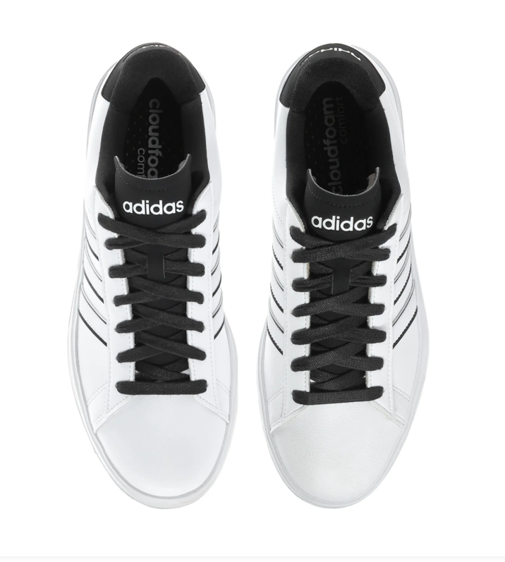 Adidas Low-Top Sneakers – White & Black with Outlined Stripes