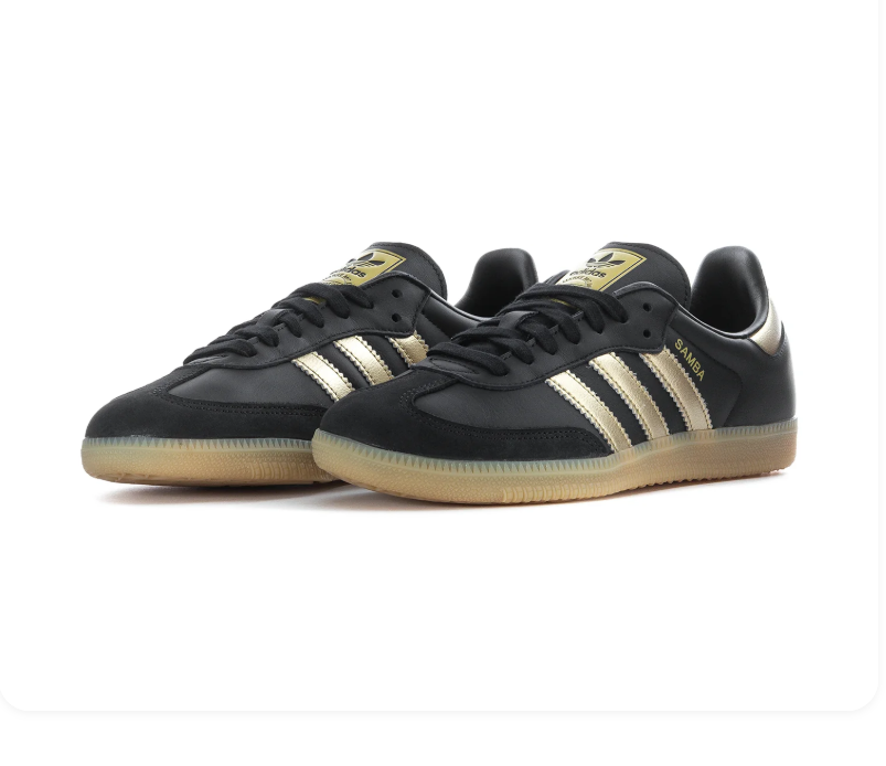 Adidas Samba Low-Top Sneakers – Black, Metallic Gold & Gum