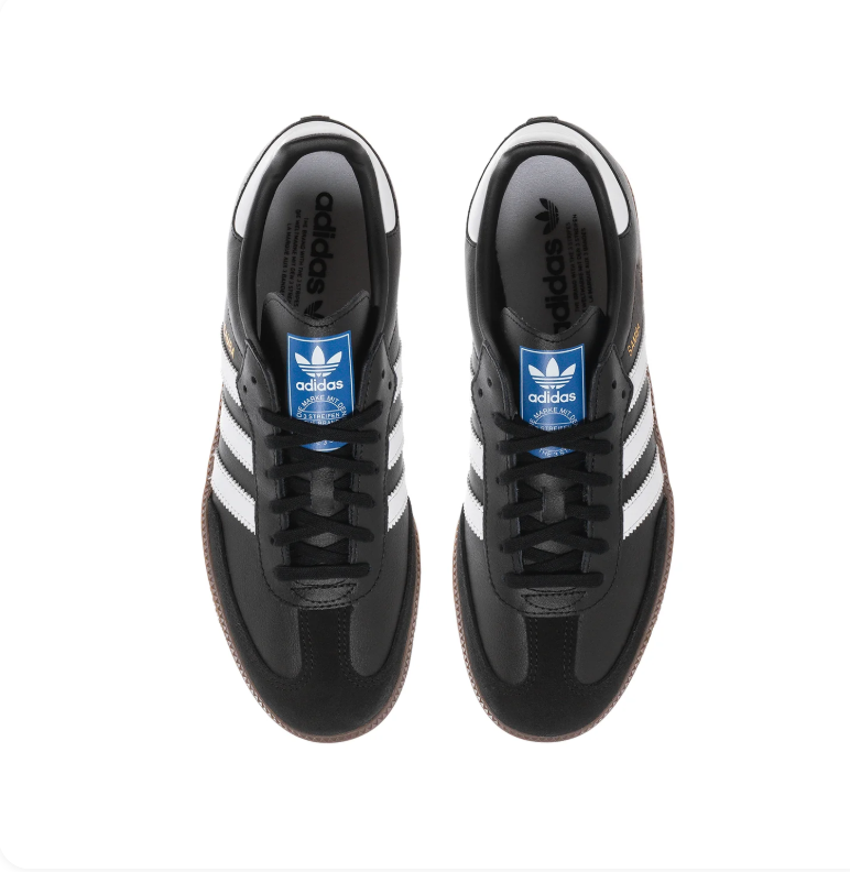 Adidas Samba Low-Top Sneakers – Black & White with Brown Sole