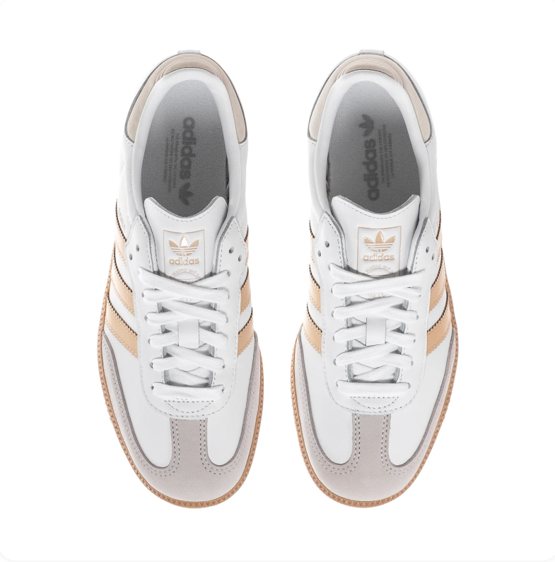 Adidas Samba Low-Top Sneakers – White, Metallic Gold & Gum