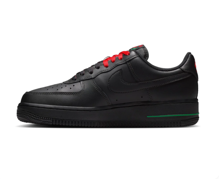 Nike Air Force 1 Low Sneakers – Black with Red Rose Details