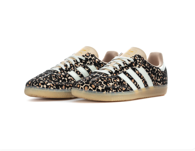 Adidas Leopard Print Low-Top Sneakers - Cream, Black, Tan & Gum