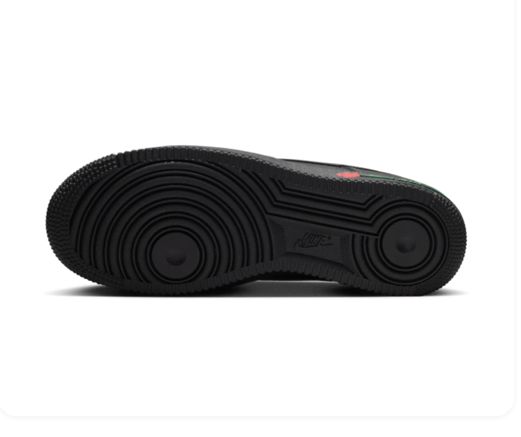 Nike Air Force 1 Low Sneakers – Black with Red Rose Details