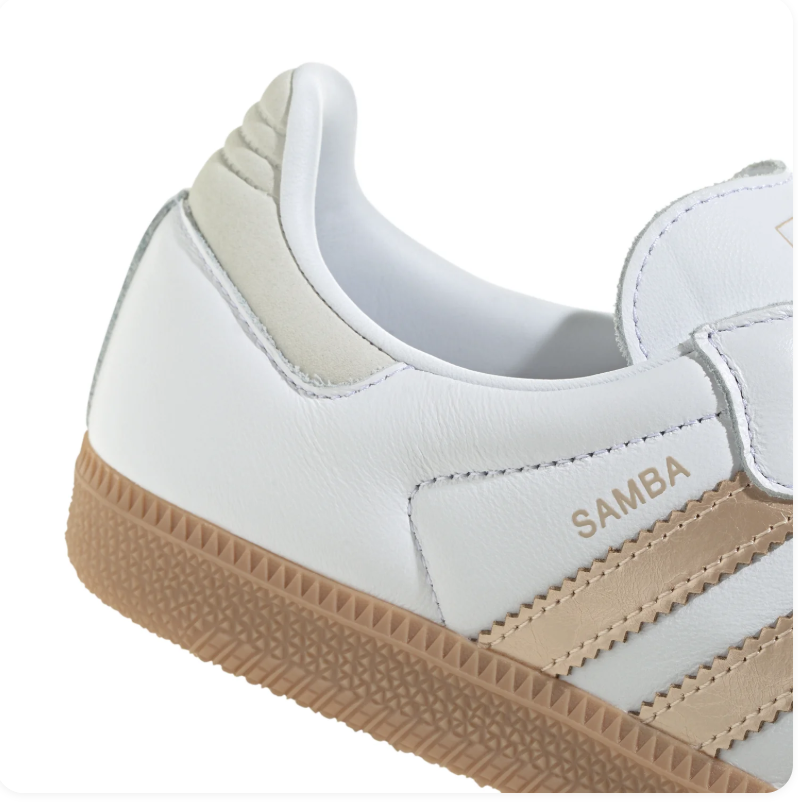 Adidas Samba Low-Top Sneakers – White, Metallic Gold & Gum