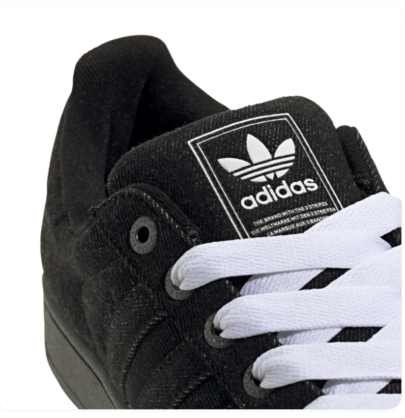 Adidas Superstar Low-Top Sneakers – Black Denim-Textured Upper & White Laces
