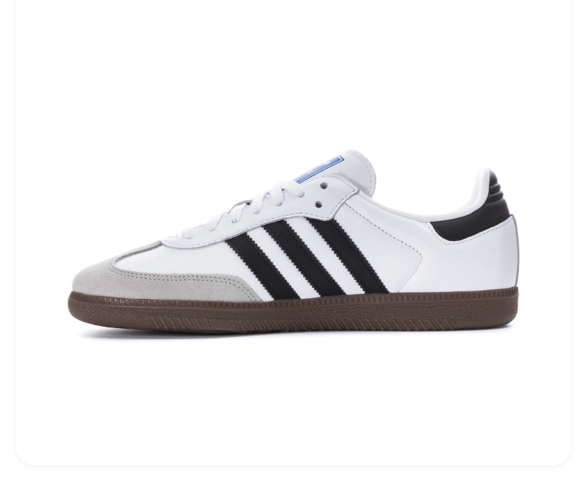Adidas Samba Low-Top Sneakers – White, Black & Grey with Brown Sole