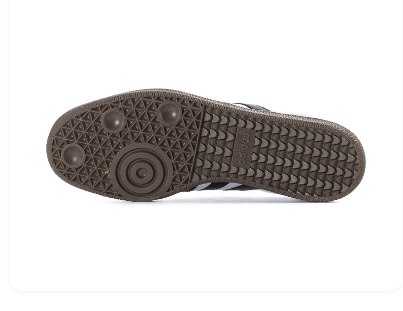 Adidas Samba Low-Top Sneakers – White, Black & Grey with Brown Sole