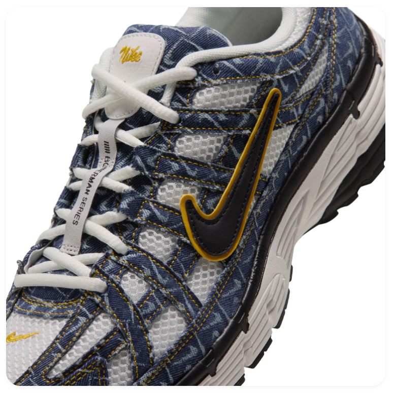 Nike Retro Mesh Sneakers – Navy Pattern, White & Yellow