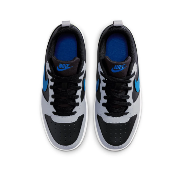 Nike Low-Top Sneakers – Black & Grey with Blue-to-Yellow Swoosh