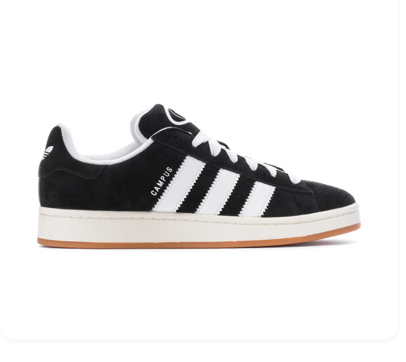 Adidas Campus Low-Top Sneakers – Black, White & Cream with Gum Sole