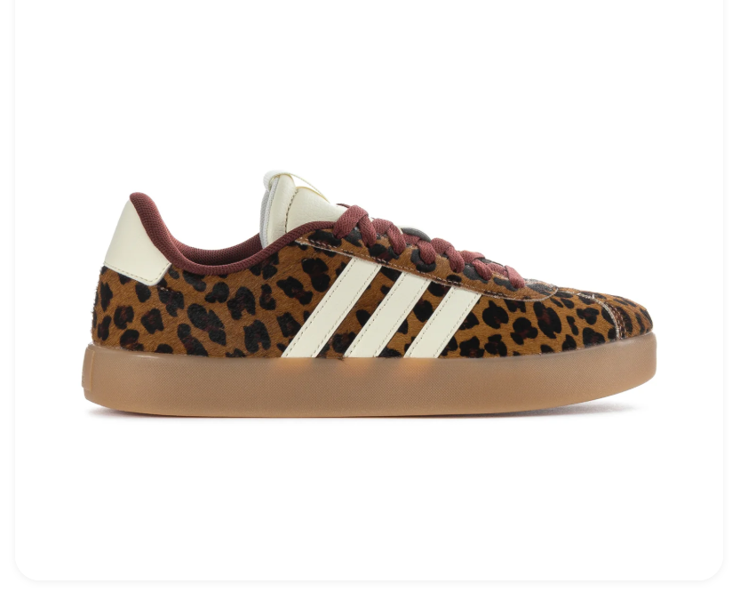 Adidas Leopard Print Low-Top Sneakers - Cream, Burgundy & Gum