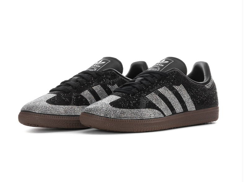 Adidas Rhinestone Low-Top Sneakers - Black, Silver & Brown