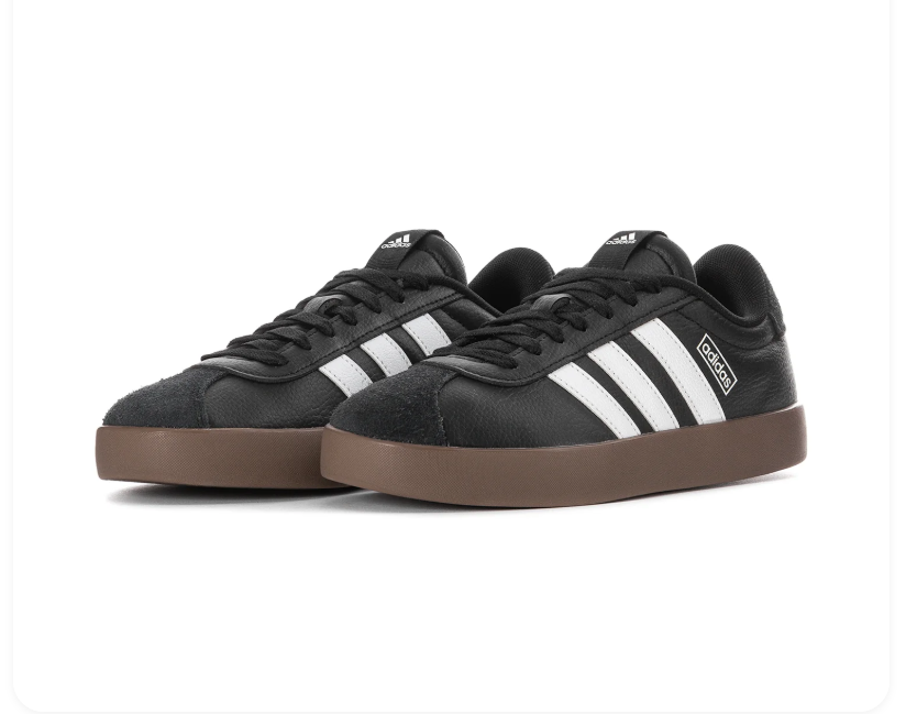 Adidas Low-Top Sneakers – Black & White with Brown Sole