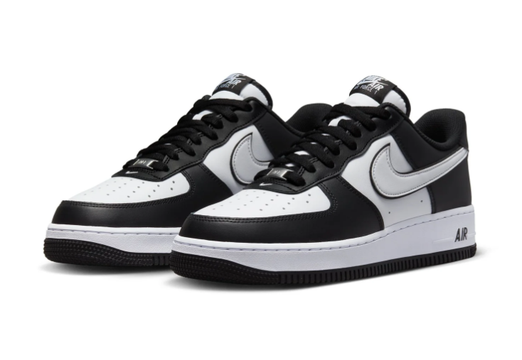 Nike Air Force 1 Low Sneakers – Black & White with Outlined Swoosh