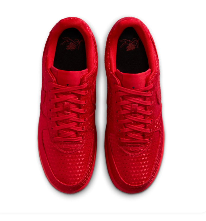 Nike Air Force 1 Low Sneakers – All Red with Heart Details
