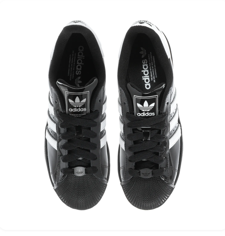 Adidas Superstar Glossy Shell-Toe Sneakers - Black & White
