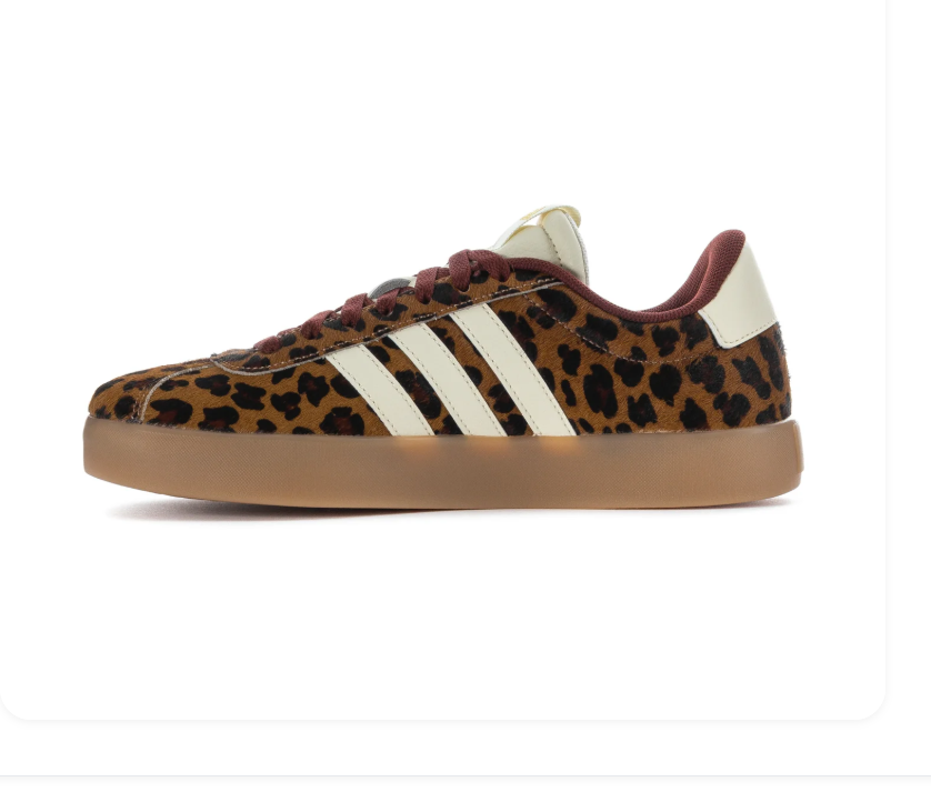 Adidas Leopard Print Low-Top Sneakers - Cream, Burgundy & Gum