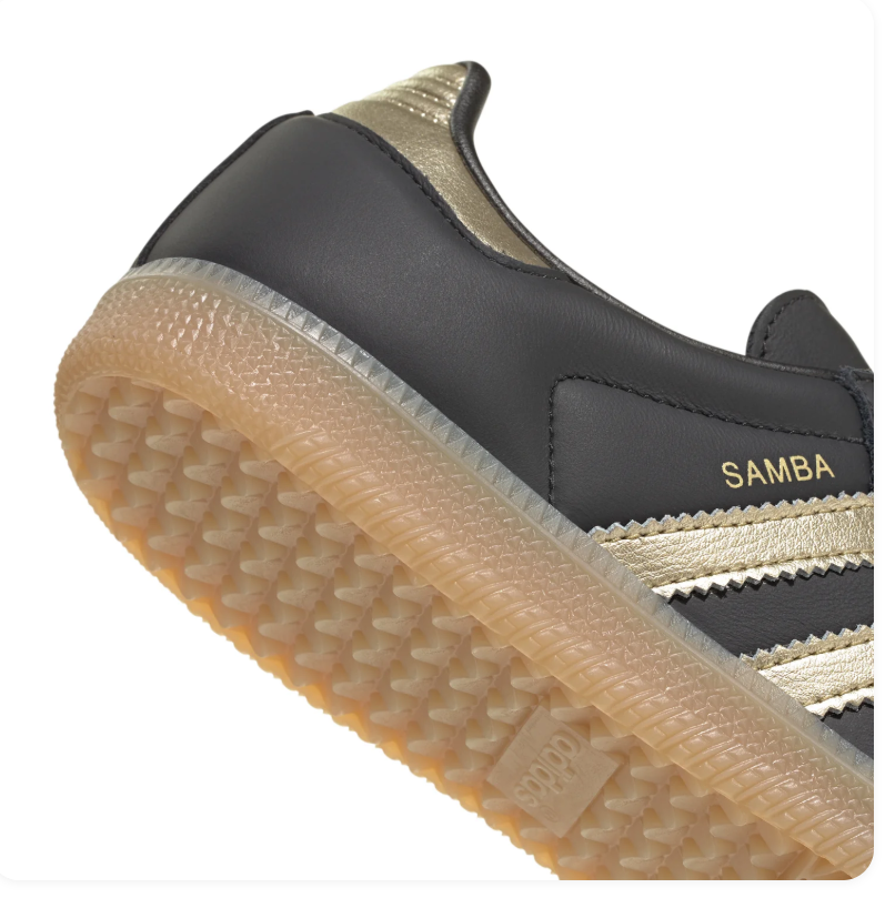 Adidas Samba Low-Top Sneakers – Black, Metallic Gold & Gum