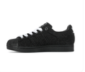 Adidas Superstar Low-Top Sneakers – Black Denim-Textured Upper & White Laces