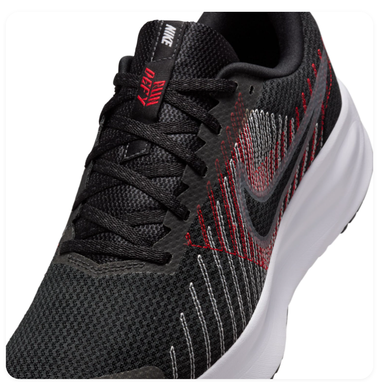 Nike Low-Top Mesh Sneakers – Black, Red & White