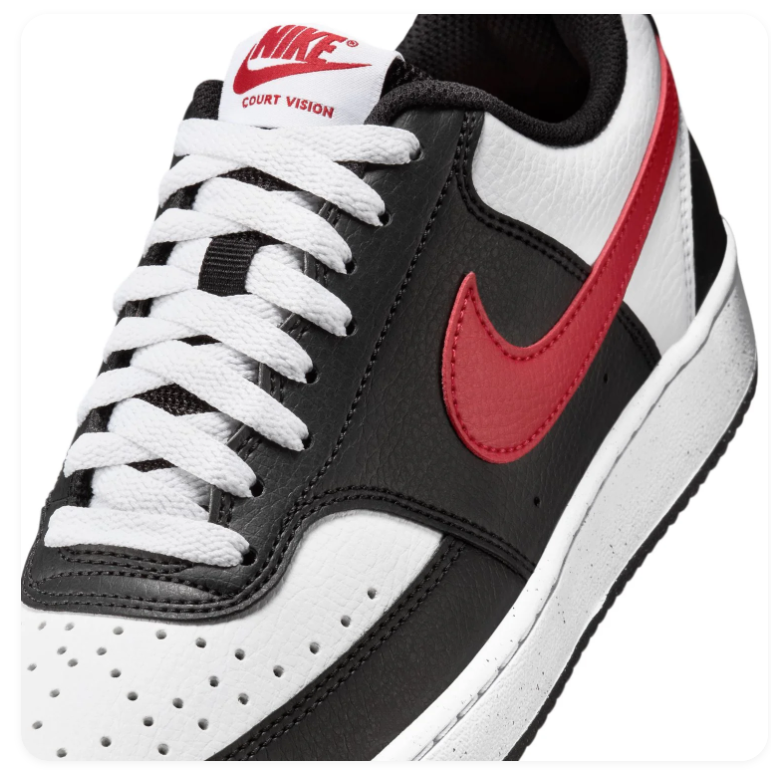 Nike Court Vision Low Sneakers – Black, White & Red