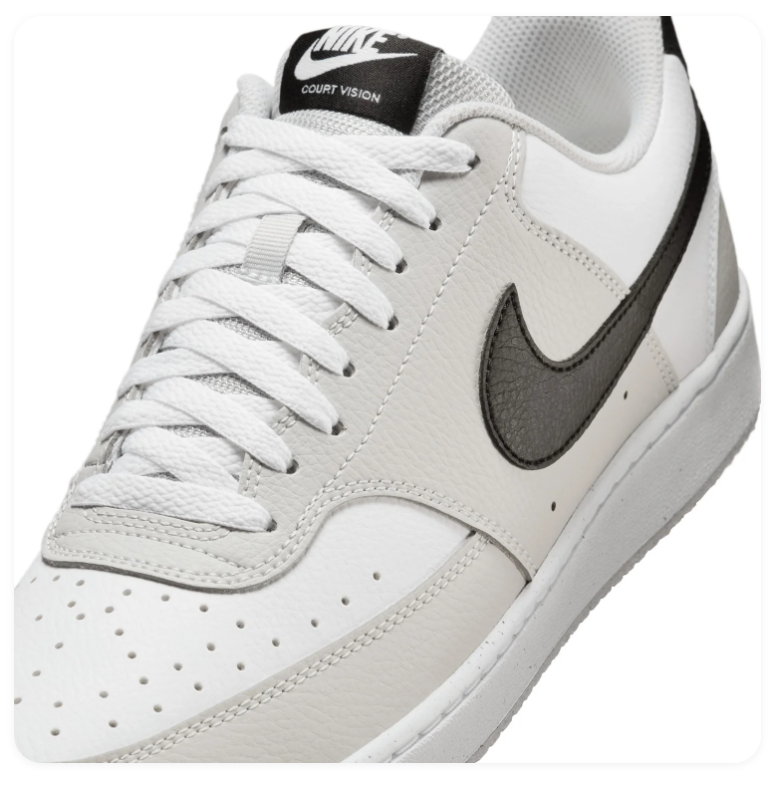 Nike Court Vision Low Sneakers – White, Light Grey & Black