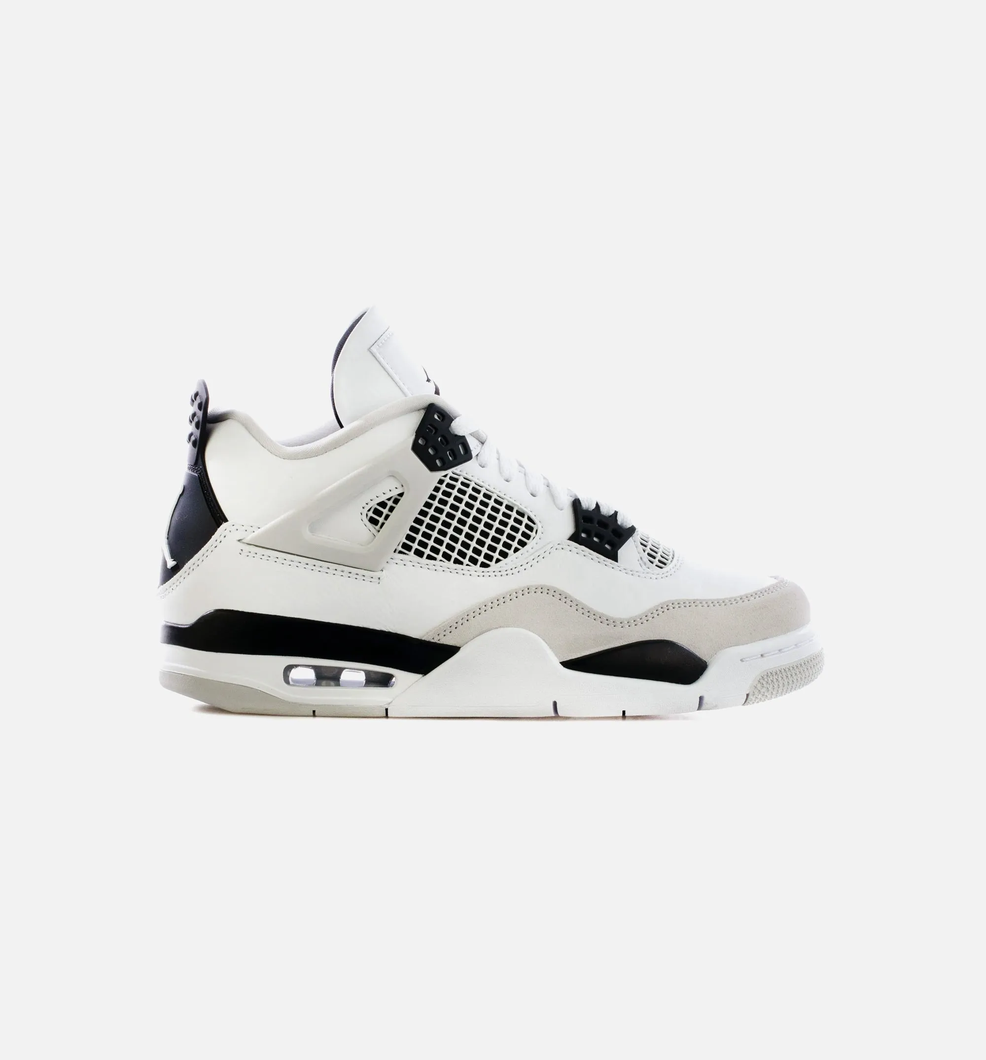 Mens Lifestyle Air Jordan 4 Retro Military Black and White Shoes - Limit One Per Customer