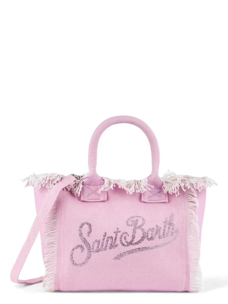 Borsa Colette in Tela di Cotone Rosa con Strass