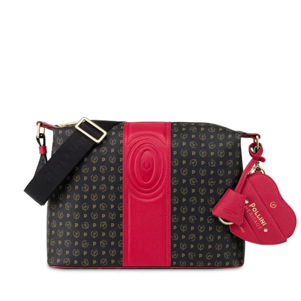 Borsa Donna a Spalla a Tracolla POLLINI Linea Heritage 70th Anniversary Nero e Rosso